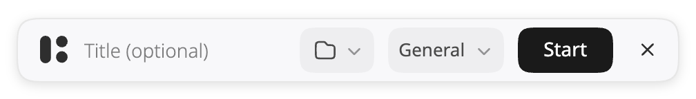 The Calls bar, with a title field, a folder and a preset, ready for Start