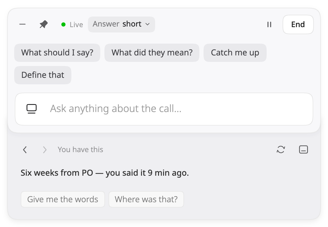 The Smart Cards strip under the Calls panel